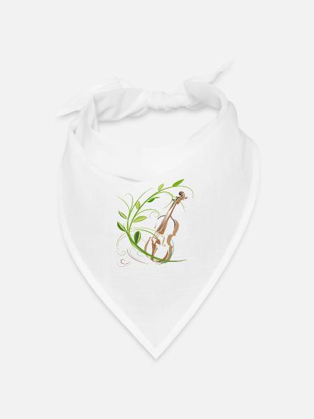 Violine mit Blumenranke, Musiker - Bandana Dreieckstuch - Weiß