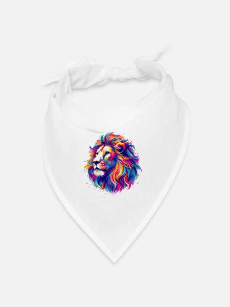 Löwe - Bandana Dreieckstuch - Weiß