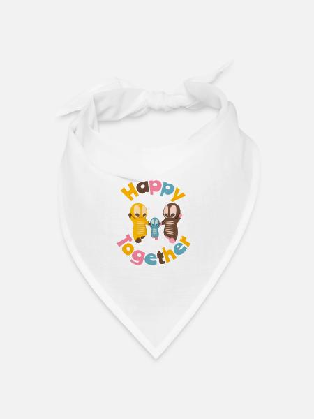 Niedliche Kawaiifiguren - Bandana Dreieckstuch - Weiß