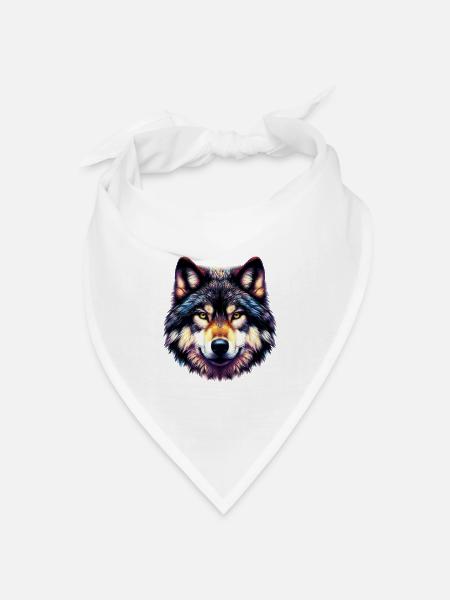 Wolf - Bandana Dreieckstuch - Weiß