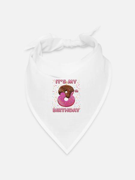 Mein 8. Geburtstag Donut - Bandana Dreieckstuch - Weiß