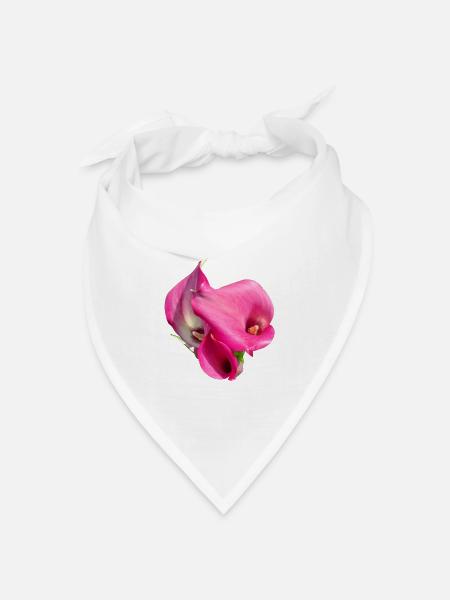 Pink Calla Blütentrio - Bandana Dreieckstuch - Weiß
