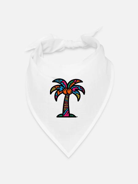 Palme - Bandana Dreieckstuch - Weiß