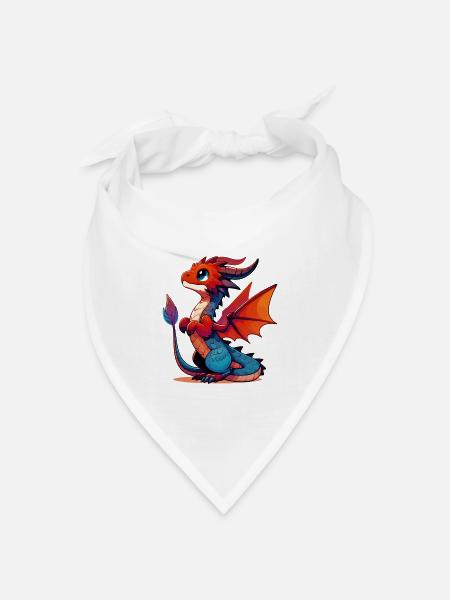 Drache - Bandana Dreieckstuch - Weiß