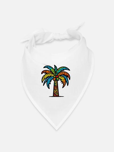 Palme - Bandana Dreieckstuch - Weiß