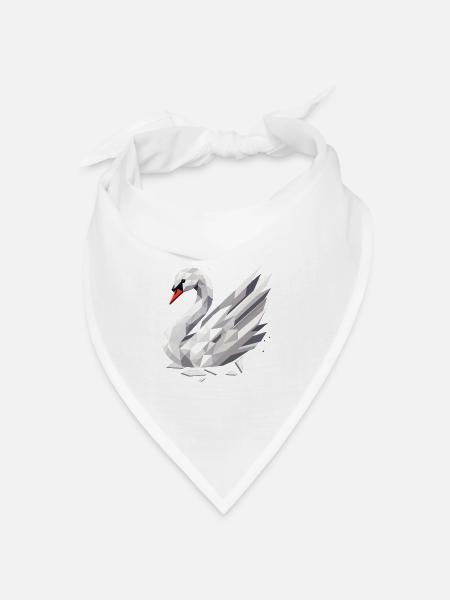 Eleganter geometrischer Schwan - Symbol für Anmut - Bandana Dreieckstuch - Weiß