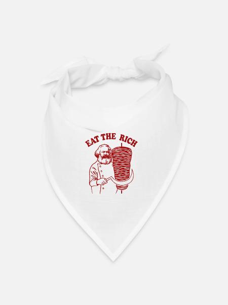 Eat the rich - Karl Marx Cartoon - Döner Kebab - Bandana Dreieckstuch - Weiß
