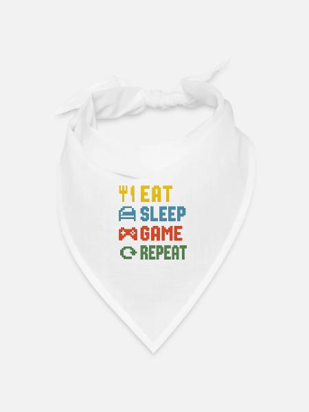 Eat Sleep Game Repeat - Bandana Dreieckstuch - Weiß