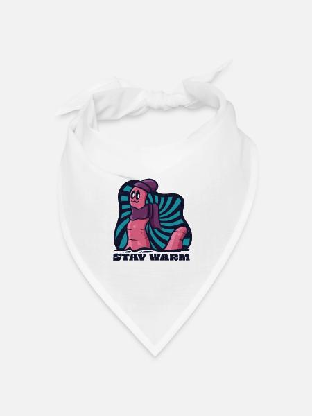 Bleib warm Kuscheliger Wurm in Mütze und Schal - Bandana Dreieckstuch - Weiß