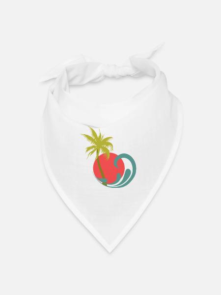 Tropischer Palmenstrand Sonne und Wellen - Bandana Dreieckstuch - Weiß