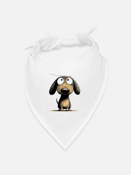 Kulleraugen Dackel Hund Cartoon Art - Bandana Dreieckstuch - Weiß