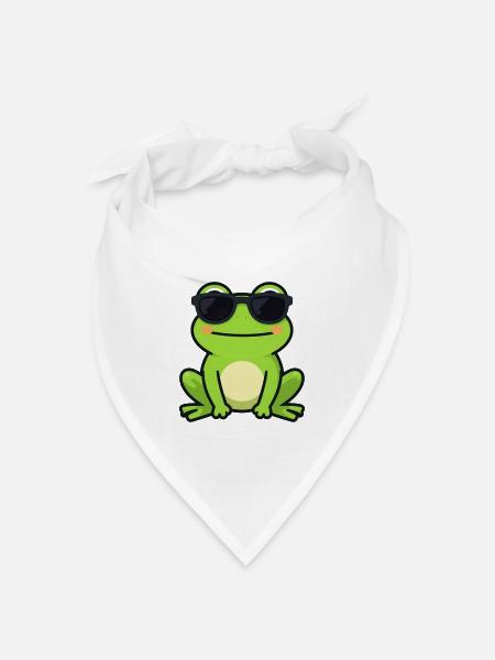 Cooler Frosch mit Sonnenbrille lustige Geschenke - Bandana Dreieckstuch - Weiß