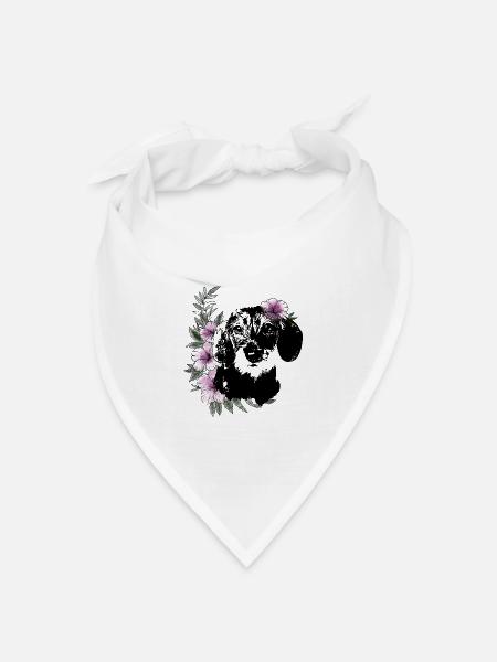 Dackelmädchen - Bandana Dreieckstuch - Weiß