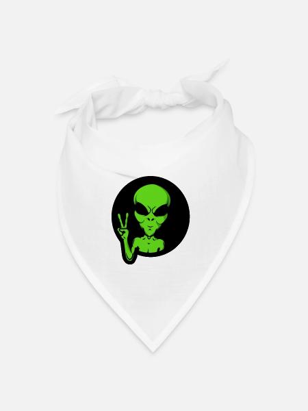 Ufo Alien - Bandana Dreieckstuch - Weiß