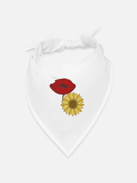 mohn sonnenblume - Bandana Dreieckstuch - Weiß