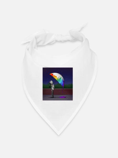 Regenbogenschirm Melancholie - Bandana Dreieckstuch - Weiß