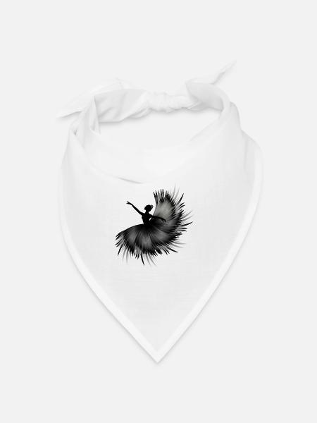 Ballerina Silhouette mit prächtigem Federkleid - Bandana Dreieckstuch - Weiß
