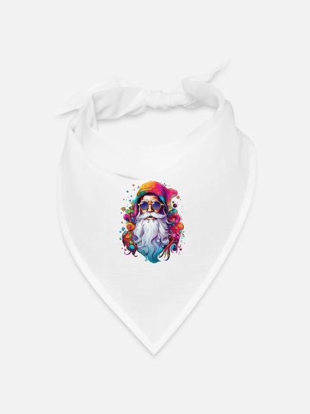Psychedelischer Weihnachtsmann - Bandana Dreieckstuch - Weiß