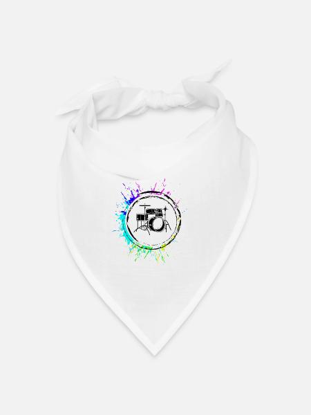 Schlagzeug Musik - Bandana Dreieckstuch - Weiß