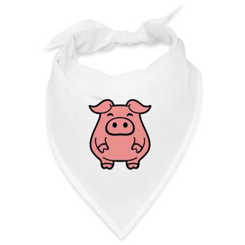 Kleines Süßes Schweinchen Dick Schwein Tier Liebe - Bandana Dreieckstuch - Weiß - Vorne