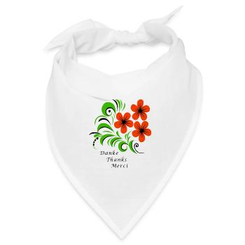 Danke Thanks Merci - Bandana Dreieckstuch - Weiß - Vorne