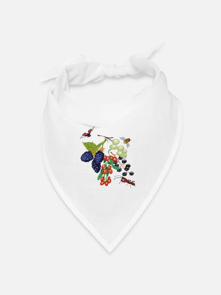 Obst mit Insekten - Bandana Dreieckstuch - Weiß