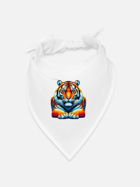 Tiger - Bandana Dreieckstuch - Weiß