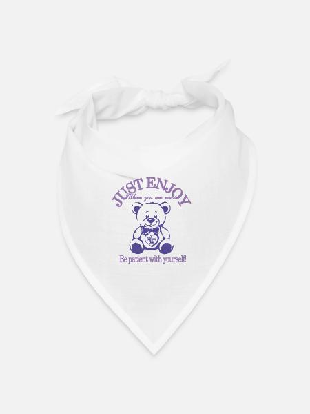 Just Enjoy – Beruhigender Teddybär - Bandana Dreieckstuch - Weiß