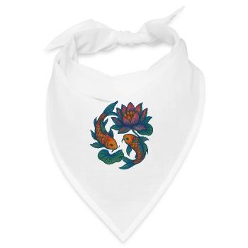 Lebendige Koi- und Lotus-Wasserszene - Bandana Dreieckstuch - Weiß - Vorne