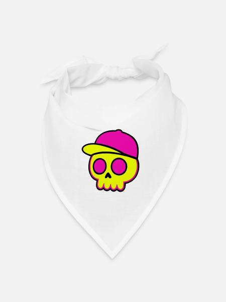 Neon Skull Cap Design - Bandana Dreieckstuch - Weiß