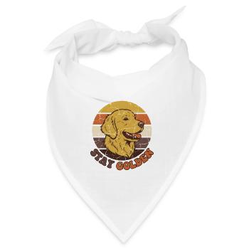 Retro Stay Golden Retriever Mama Vintage Sonnenuntergang - Bandana Dreieckstuch - Weiß - Vorne