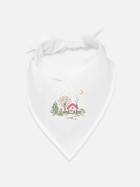 Haus mit Garten - Bandana Dreieckstuch - Weiß