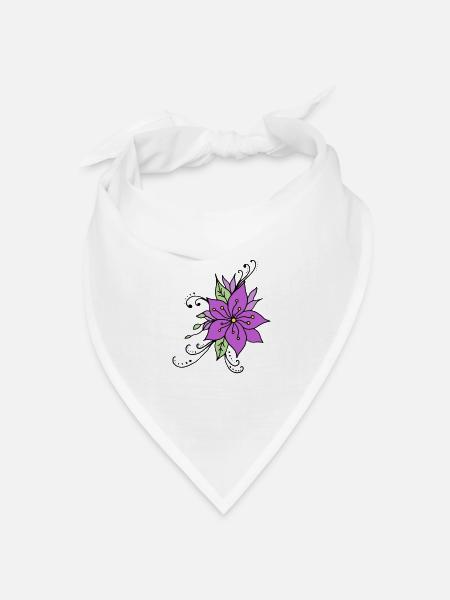 Hibiskusblüte - Bandana Dreieckstuch - Weiß