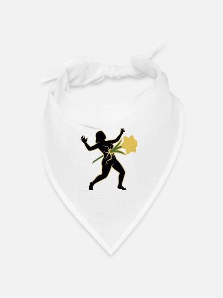 Tanz der Silhouette mit der Blume - Bandana Dreieckstuch - Weiß