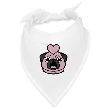 Mops Hund Herz Liebe Bellen - Bandana Dreieckstuch - Weiß - Vorne