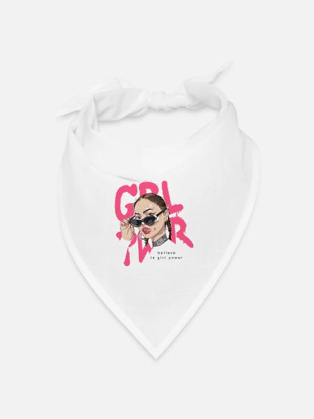 Pop Graffiti Glam: Bold Girl Portrait - Bandana Dreieckstuch - Weiß