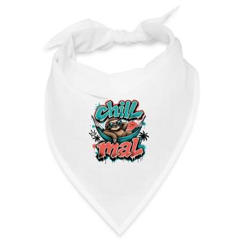 Chill Mal  Cooles Faultier Graffiti Design - Bandana Dreieckstuch - Weiß - Vorne