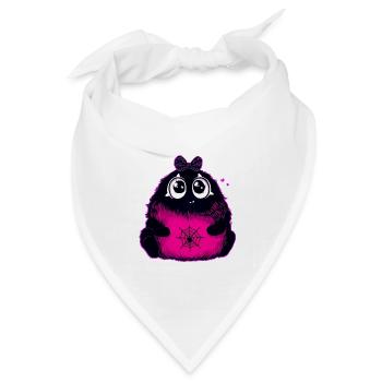 Kawaii Flauschmonster mit Netzbauch - Bandana Dreieckstuch - Weiß - Vorne