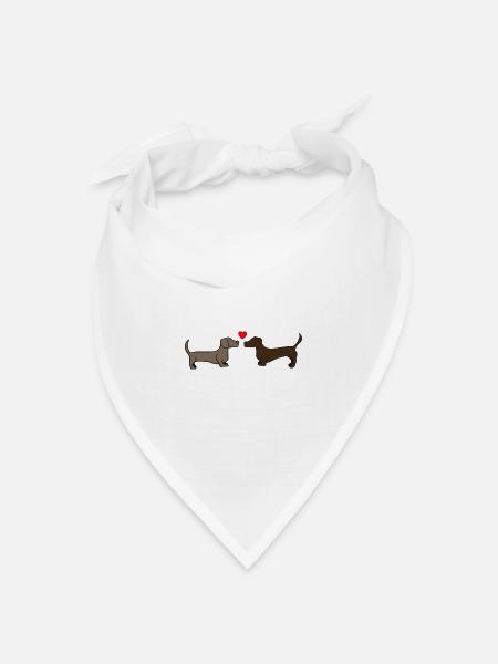 zwei sich küssende Dackel , Geschenkidee, Poster - Bandana Dreieckstuch - Weiß