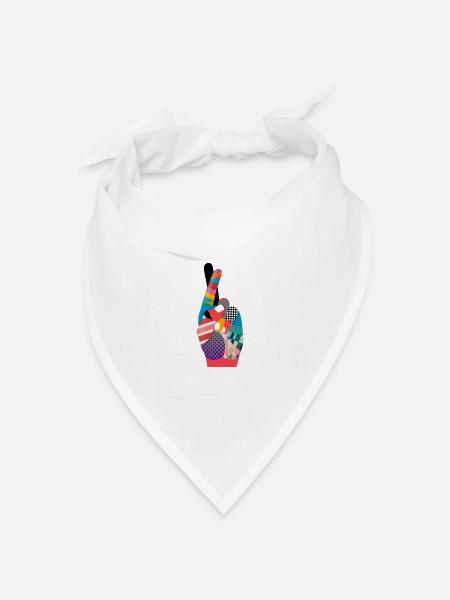 Finger kreuzen im Pop-Art style - Bandana Dreieckstuch - Weiß