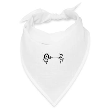 Junge Mädchen Spielen Freundschaft Blechtelefon - Bandana Dreieckstuch - Weiß - Vorne