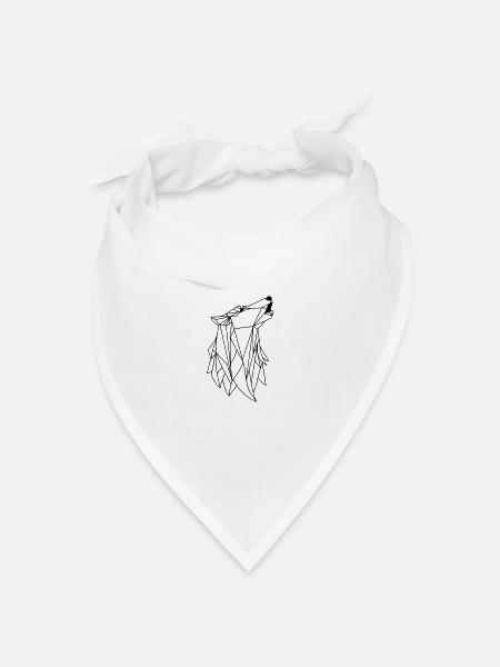 Wolf Origami - Bandana Dreieckstuch - Weiß