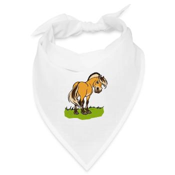 Freundliches Fjordpferd (Ohne Text) Weisse Umrisse - Bandana Dreieckstuch - Weiß - Vorne