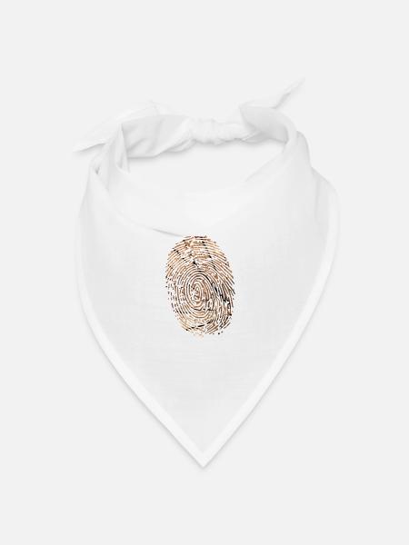 Fingerabdruck Holz - Bandana Dreieckstuch - Weiß