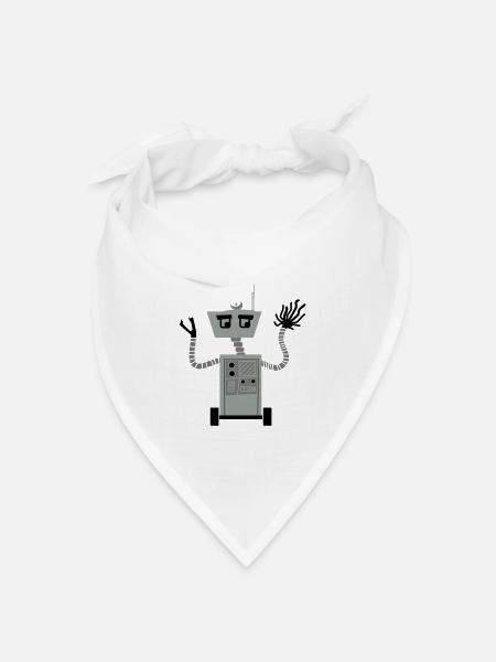 Roboter - Bandana Dreieckstuch - Weiß