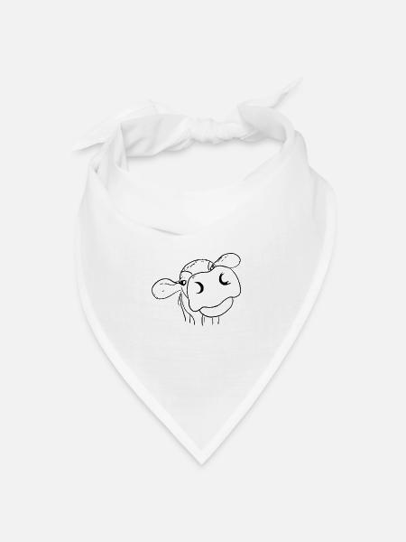 Kuh Kopf – Lustiges Bauernhof Motiv - Bandana Dreieckstuch - Weiß
