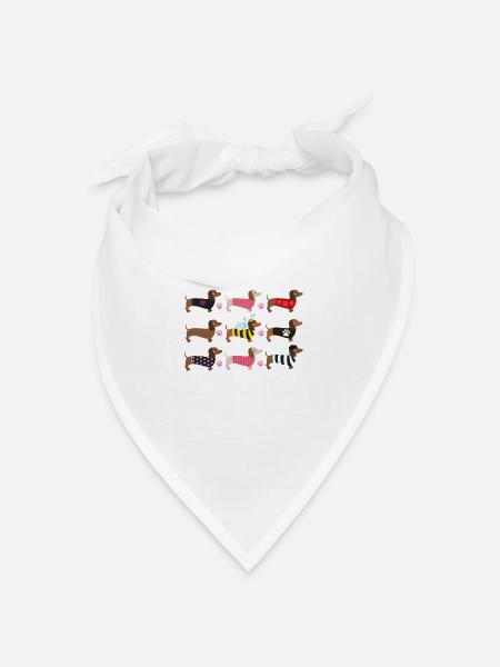 COLORFUL DACHSHUND - FARBENFROHE DACKEL - Bandana Dreieckstuch - Weiß