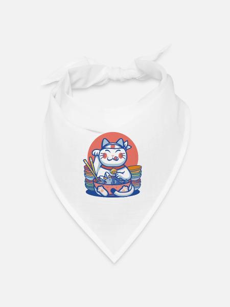 Maneki-Neko-Glücks-Ramen - Bandana Dreieckstuch - Weiß