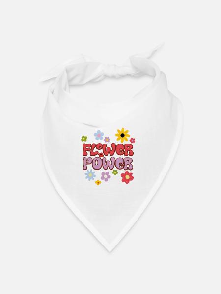 Flower Power - Bandana Dreieckstuch - Weiß