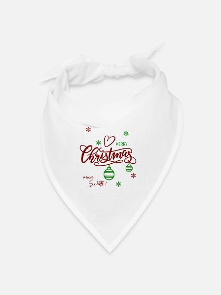 Merry Christmas - Bandana Dreieckstuch - Weiß